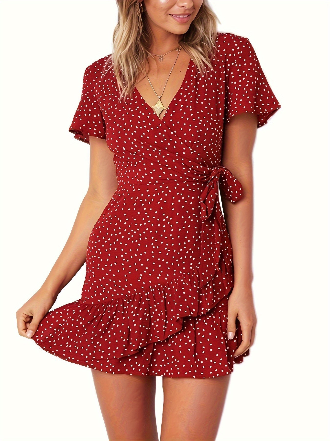 MiSun - Rode polka dot jurk