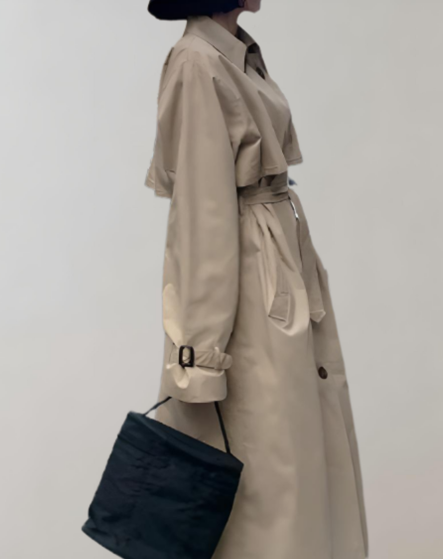 Olivia - Lange trench herfstjas met riem taille en knopen