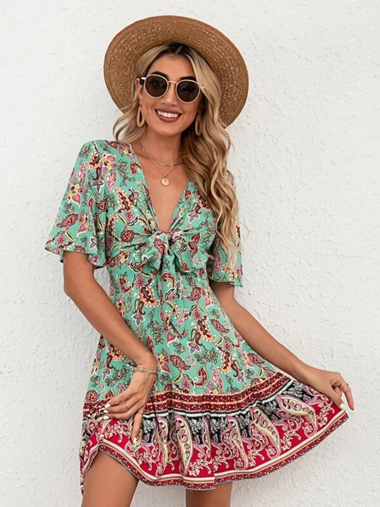 SoSoof - Groene boho jurk