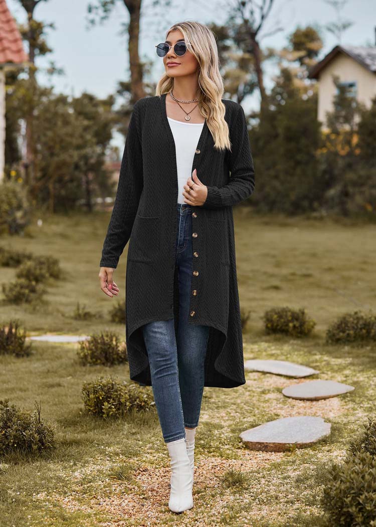 Olivia - Lange zwarte cardigan