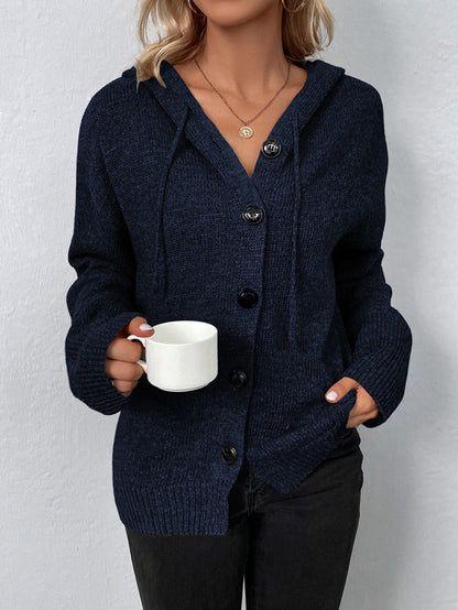 Amelie - Donkerblauwe cardigan met capuchon