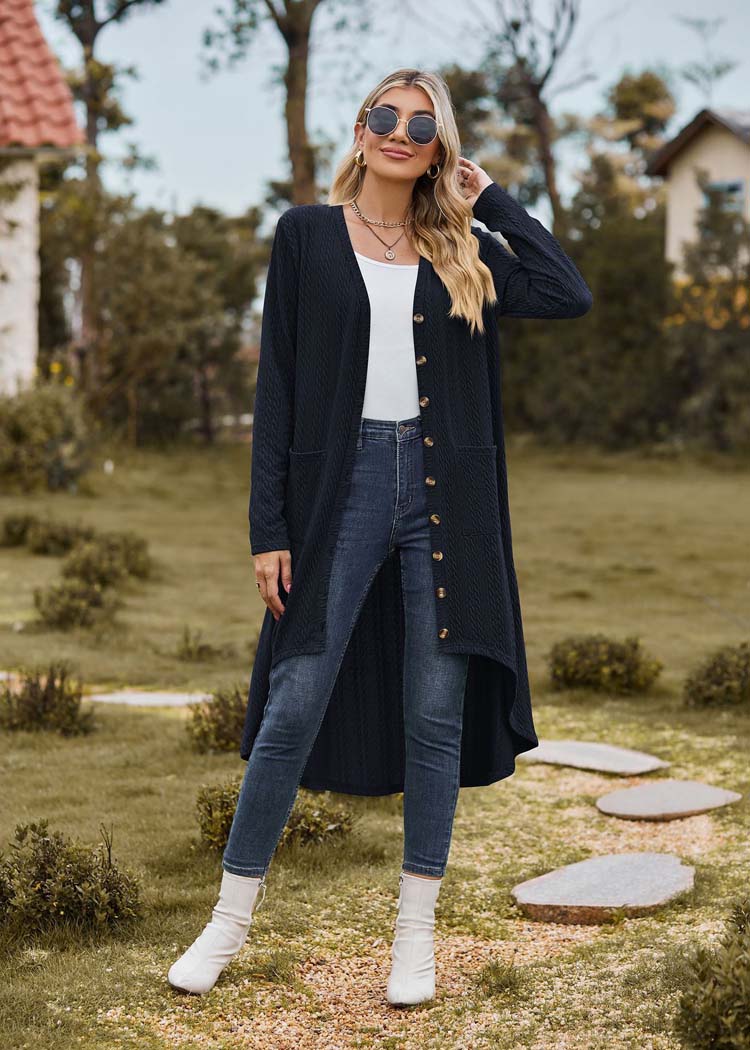 Mila - Lange donkerblauwe cardigan