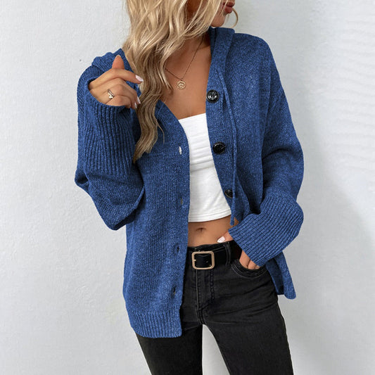 Lotte - Blauwe cardigan met capuchon