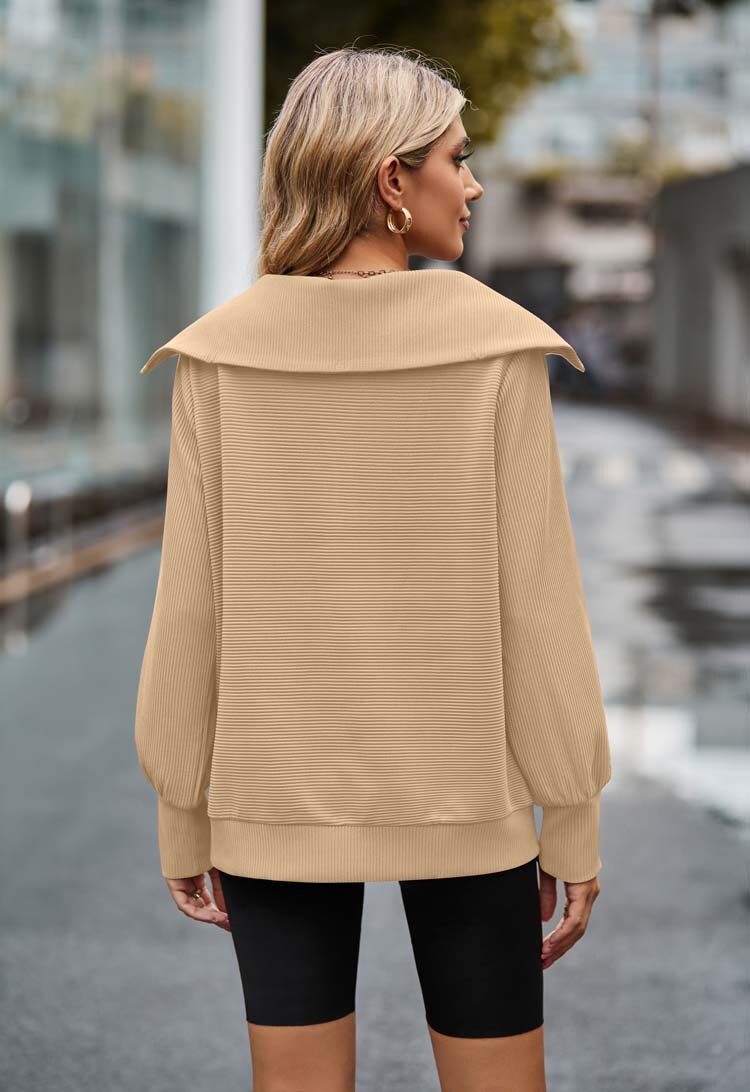 Saskia - Beige sweater met rits