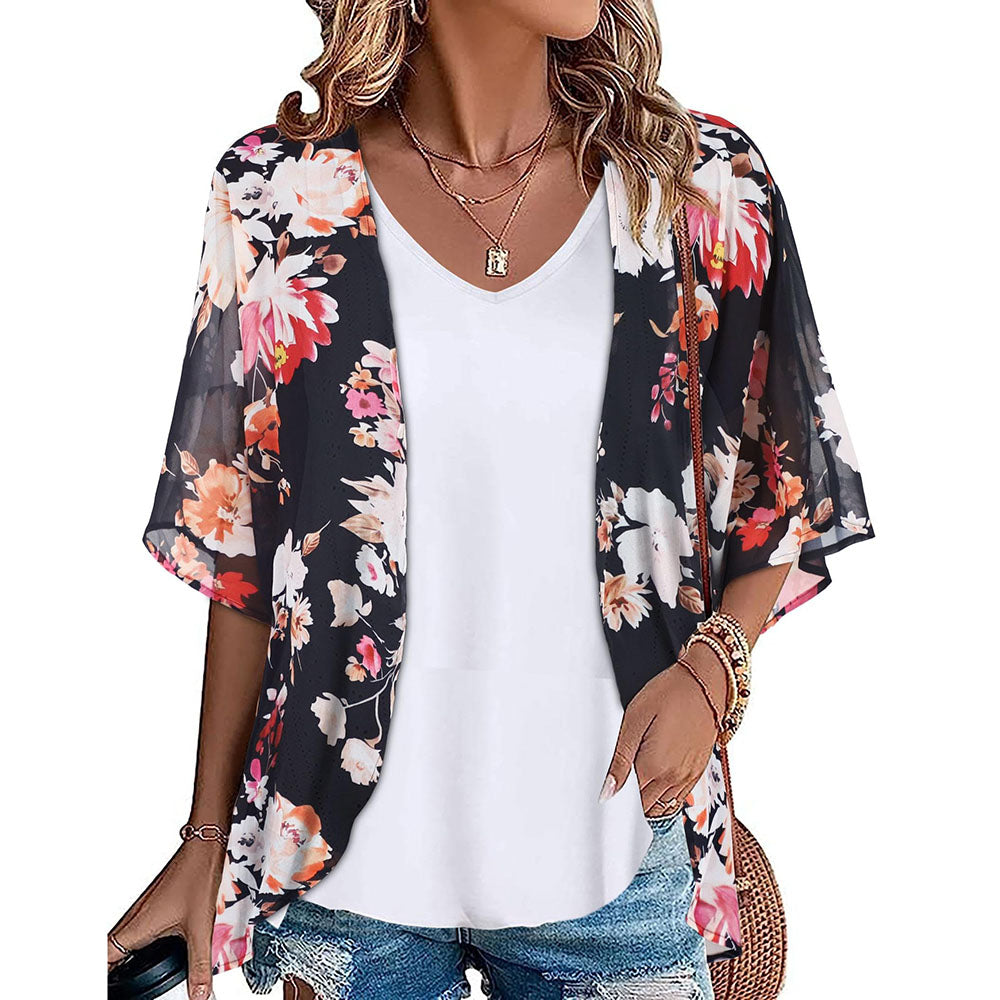 SandRoze - Kimono van chiffon met print