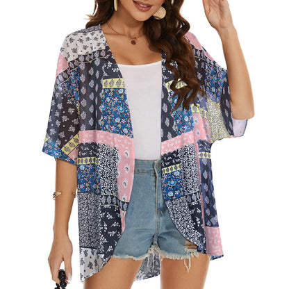 SandRoze - Kimono van chiffon met print