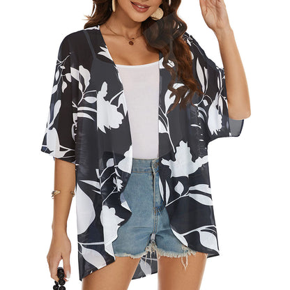 SandRoze - Kimono van chiffon met print