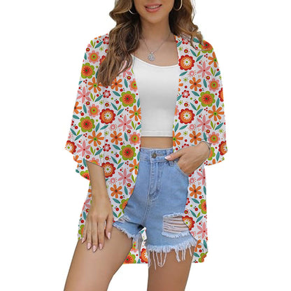 SandRoze - Kimono met print en halve mouw