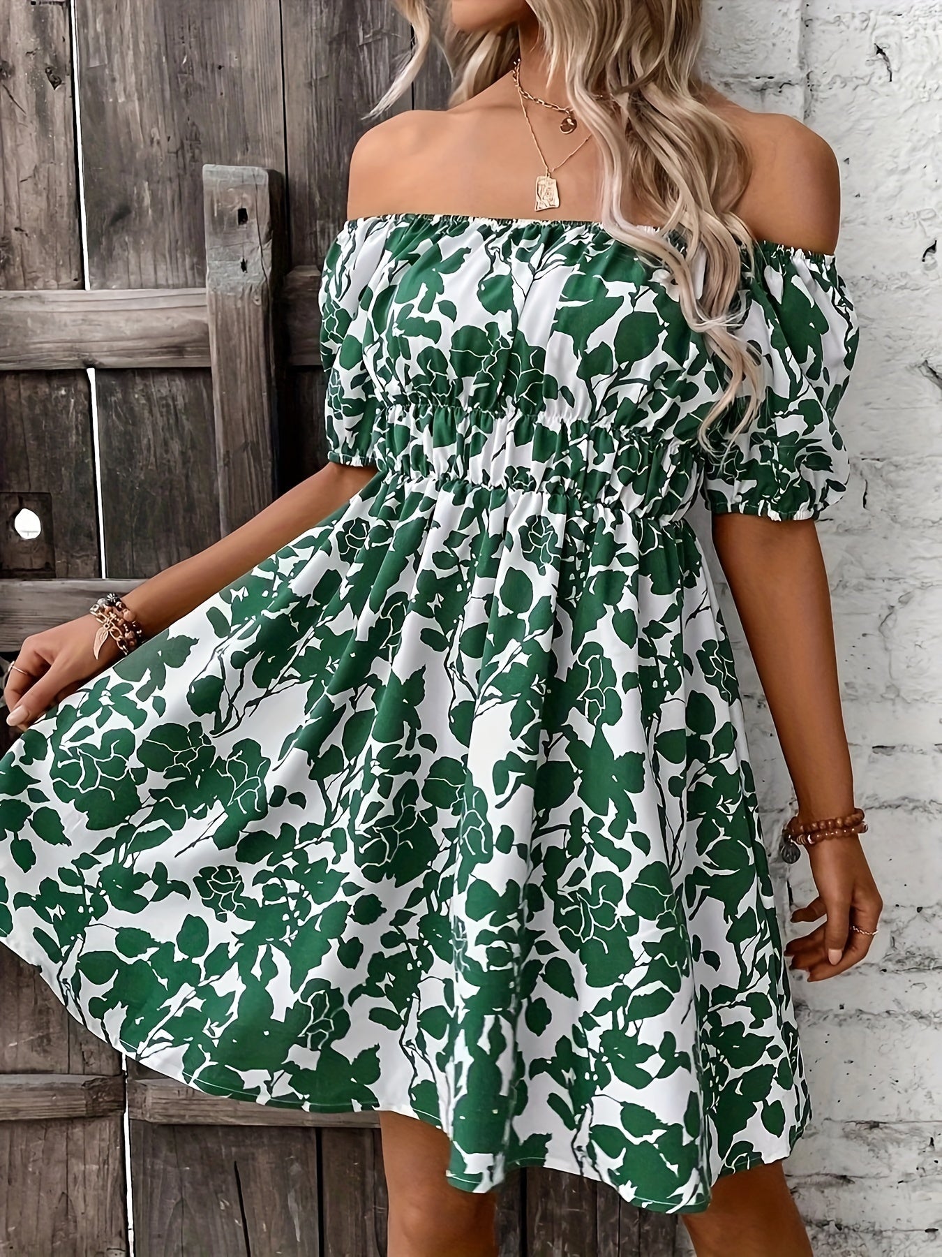 MiSun - Bloemen off-shoulder jurk