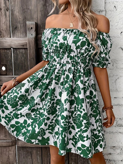 MiSun - Bloemen off-shoulder jurk