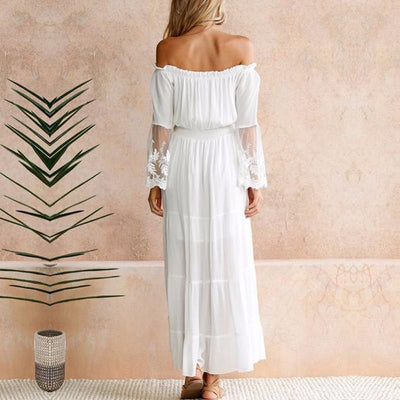 Lara - Witte bohemian maxi jurk