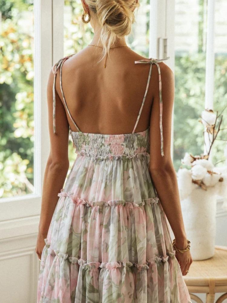 MiSun - Mini Chiffon Jurk met Spaghettibandjes