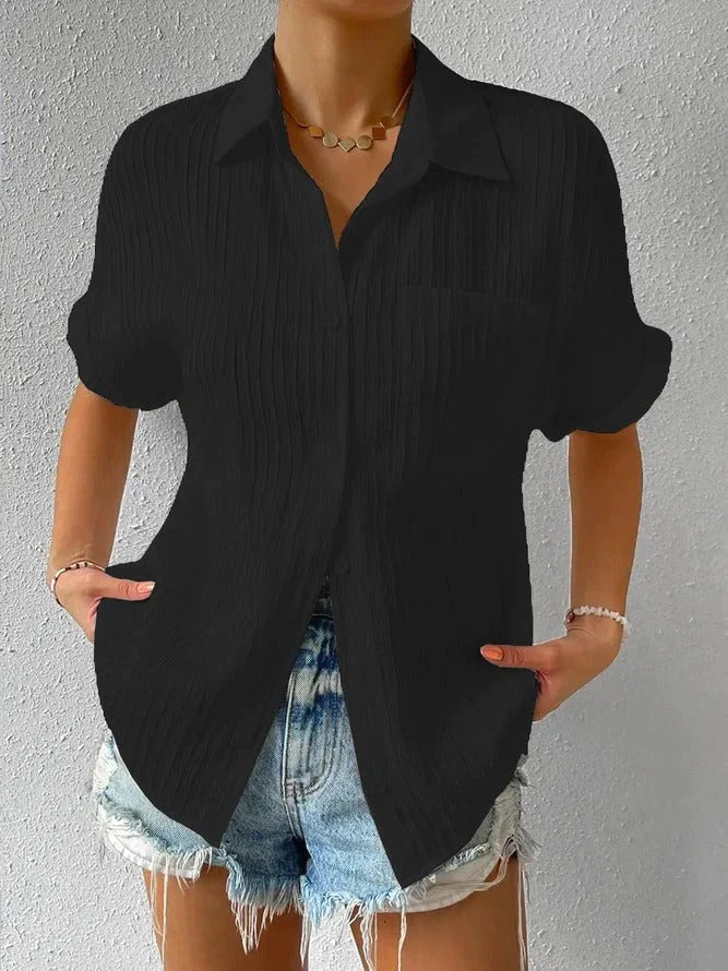 getailleerde, casual blouse met overhemdkraag en knopen