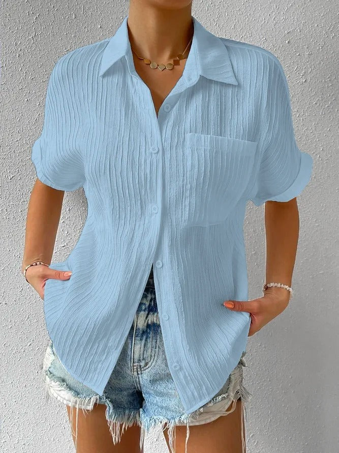 getailleerde, casual blouse met overhemdkraag en knopen