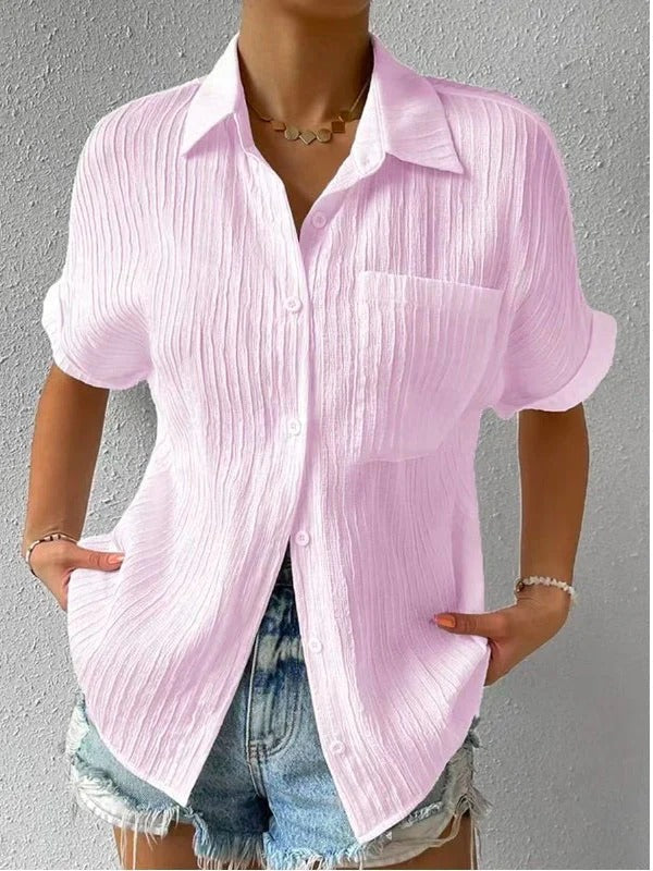 getailleerde, casual blouse met overhemdkraag en knopen