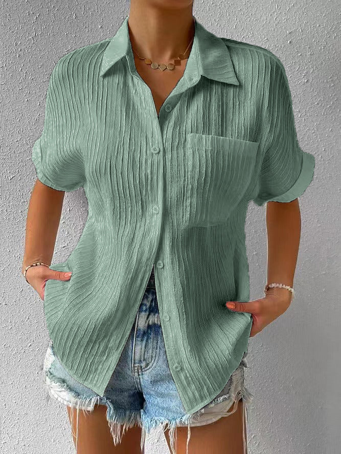 getailleerde, casual blouse met overhemdkraag en knopen