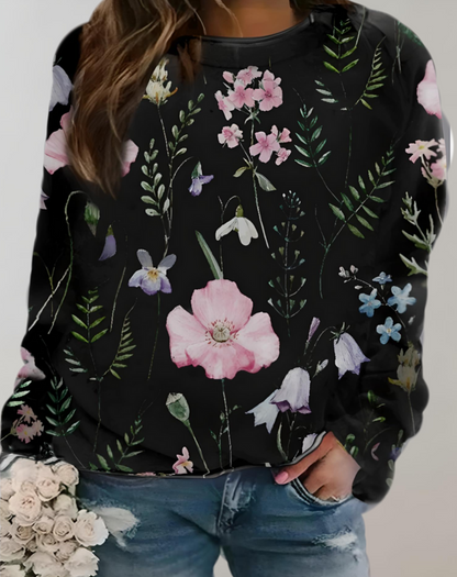 Nora - Oversized trui met ronde hals en bloemdessin