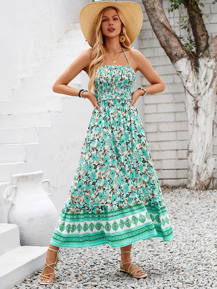 MiSun - Halter maxi jurk met bloemenprint