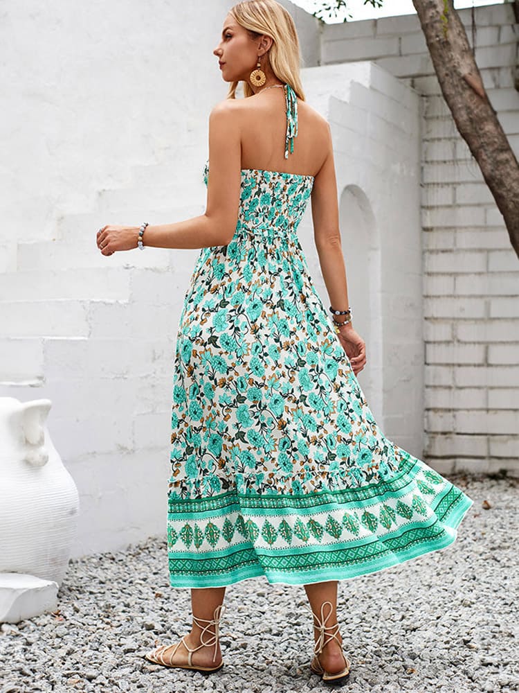 MiSun - Halter maxi jurk met bloemenprint