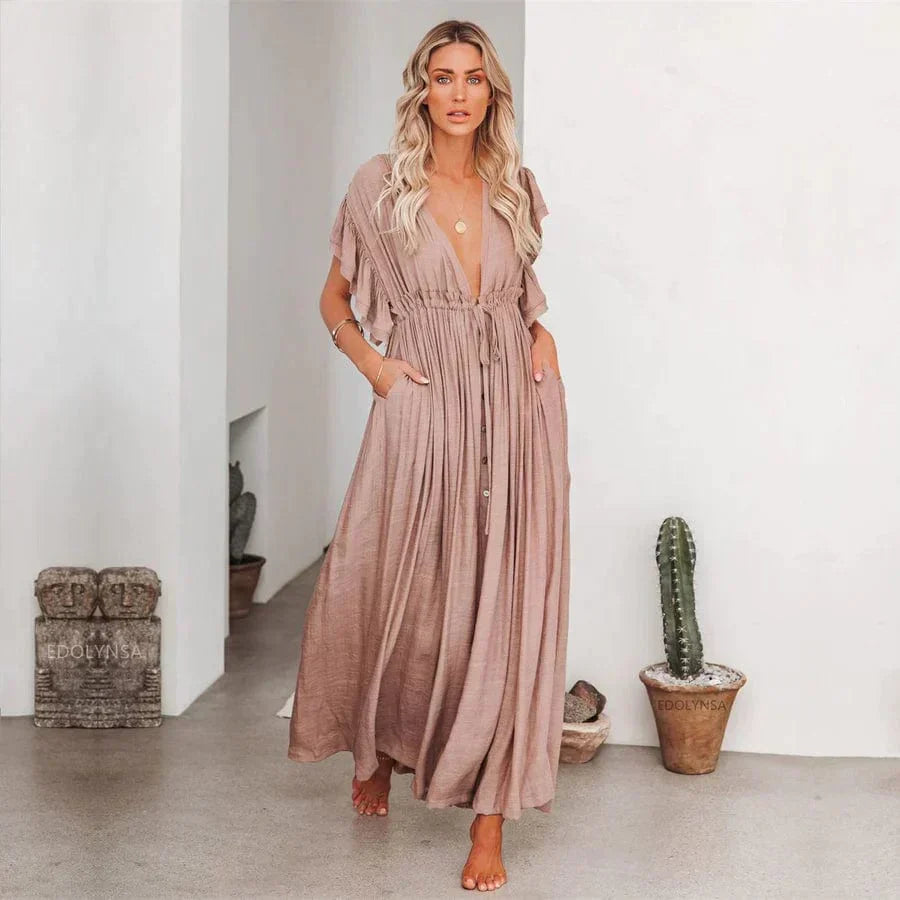 Milensa - Taupe maxi jurk