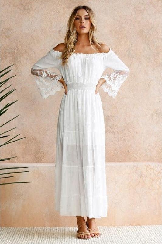 Lara - Witte bohemian maxi jurk