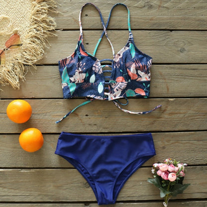 AquaLivv - Bikini met veterdetail en print