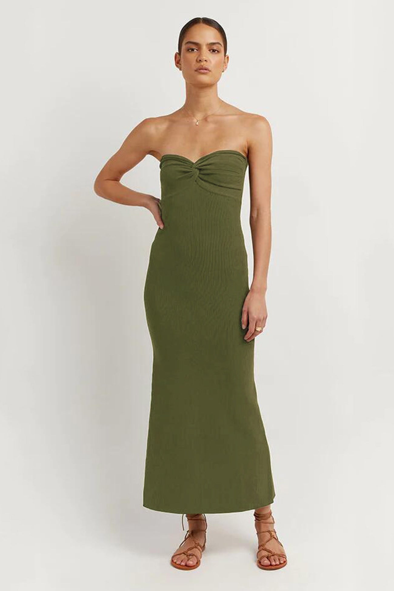 Lianne - Front twisted strapless gebreide jurk