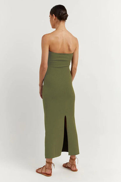 Lianne - Front twisted strapless gebreide jurk